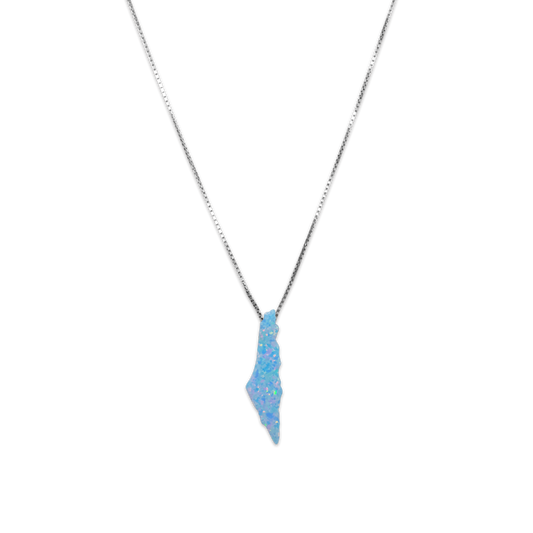 Opal Palestine Map Necklace - Blue Plain