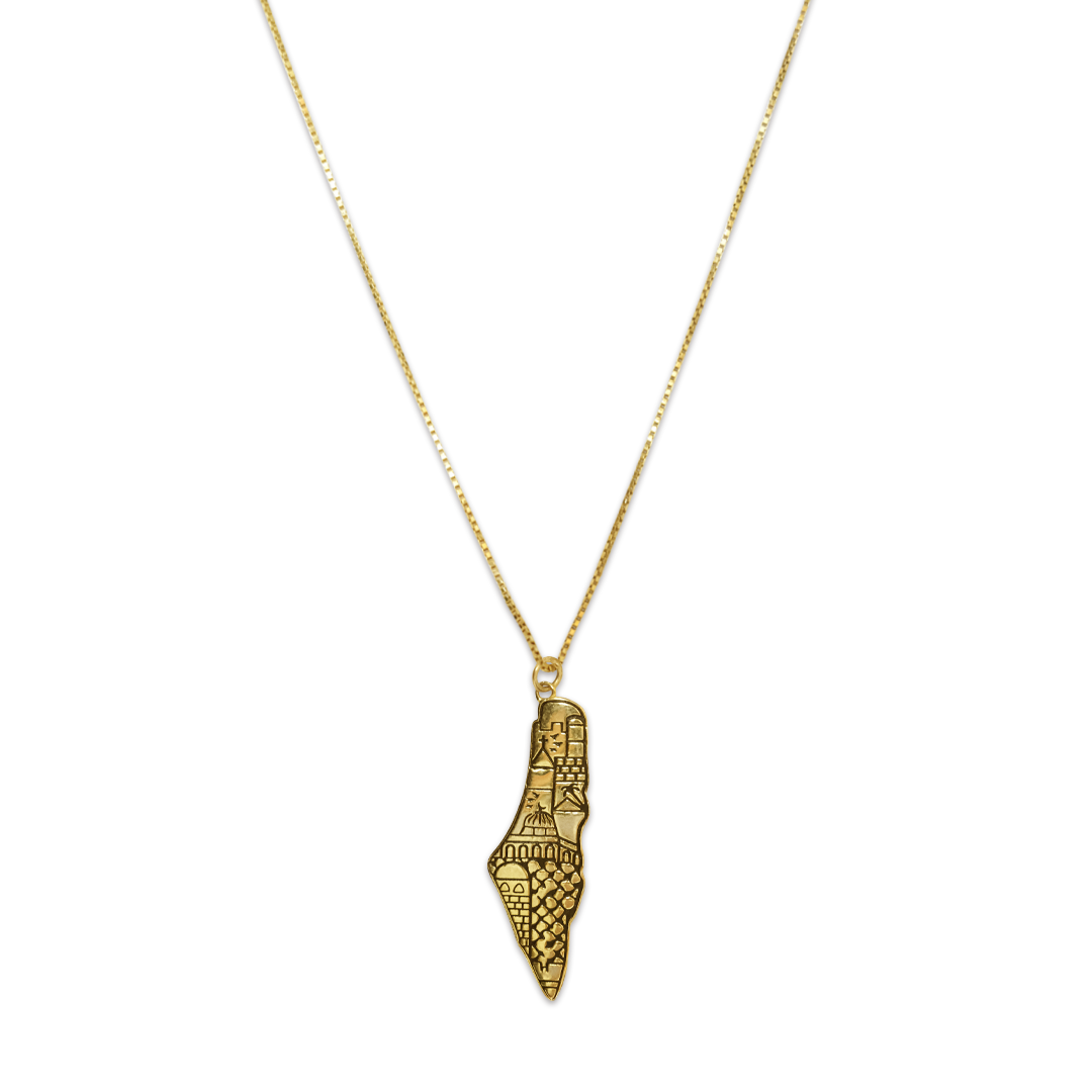 Palestine Map with Old City and Hatta Pattern Necklace - Cypher Urban Roastery