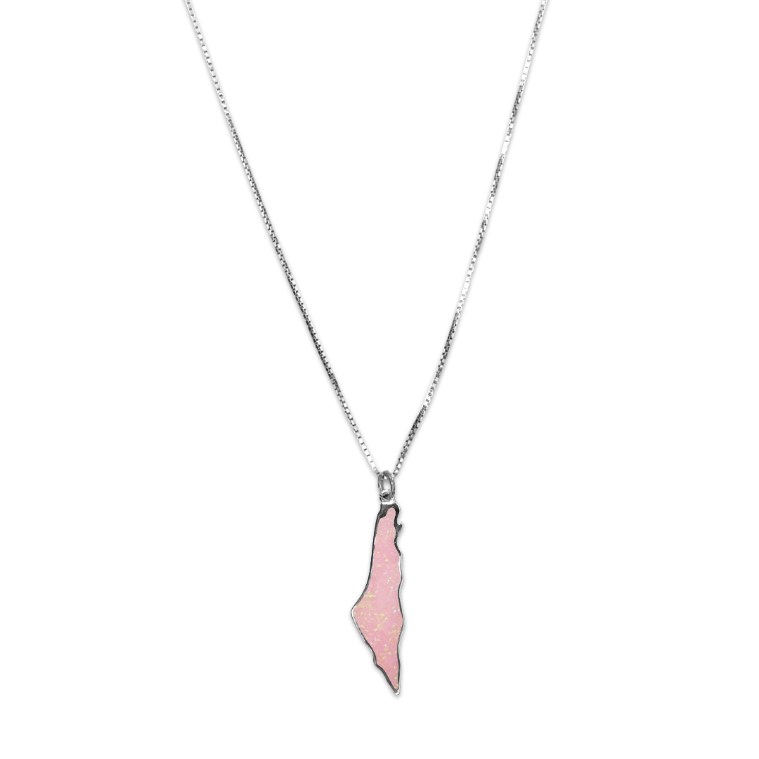 Opal Palestine Map Necklace - Pink with Frame - Cypher Urban Roastery