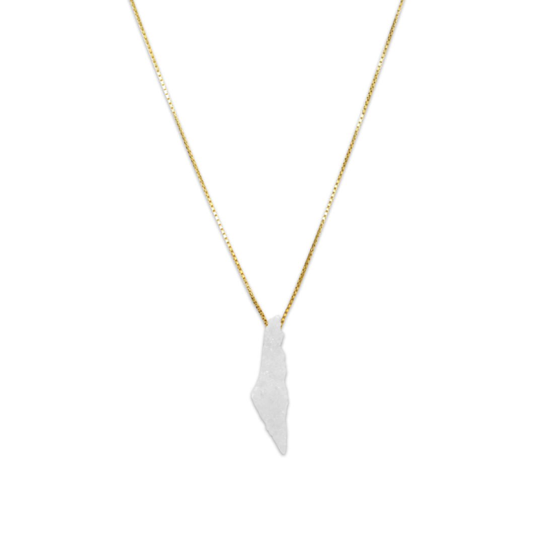 Opal Palestine Map Necklace - White Plain