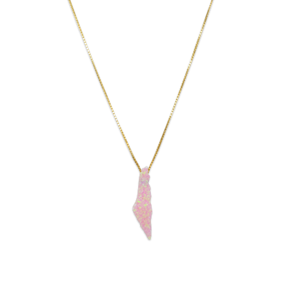 Opal Palestine Map Necklace - Pink Plain