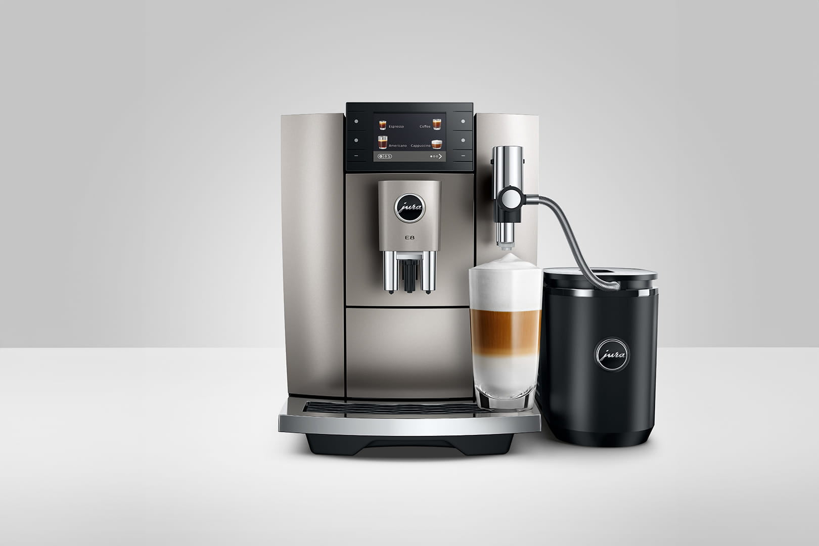 Jura E8 Midnight Silver - side profile